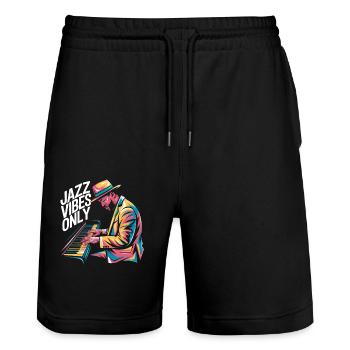 Jazz Vibes Only Musiker Kunst - Stanley/Stella Unisex Bio Joggingshorts Trainer  - Schwarz - Vorne - Nik (191cm) & Marisol (170cm)