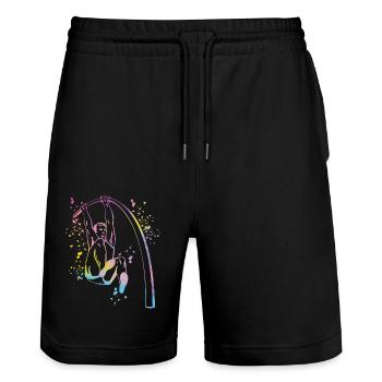 Pole Vaulter Kids Pole Vault - Stanley/Stella Trainer Unisex Organic Jogging Shorts - black - Front - Nik (191cm) & Marisol (170cm)