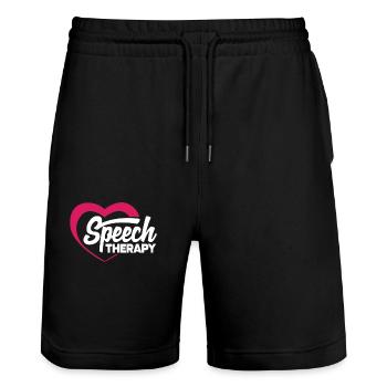 Speech Therapy Love of the profession - Stanley/Stella Trainer Unisex Organic Jogging Shorts - black - Front - Nik (191cm) & Marisol (170cm)