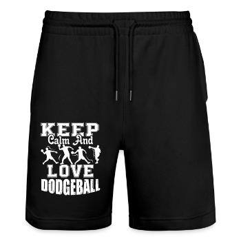 Dodgeball Keep Calm And Love Dodgeball - Stanley/Stella Trainer Unisex Organic Jogging Shorts - black - Front - Nik (191cm) & Marisol (170cm)