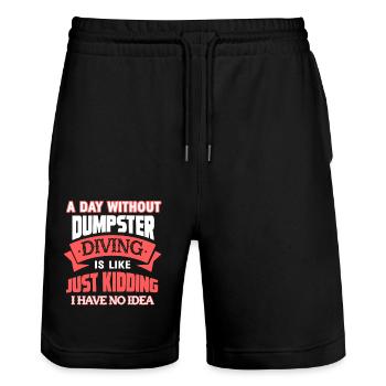 Dumpster Diving A Day Without Dumpster Diving - Stanley/Stella Trainer Unisex Organic Jogging Shorts - black - Front - Nik (191cm) & Marisol (170cm)