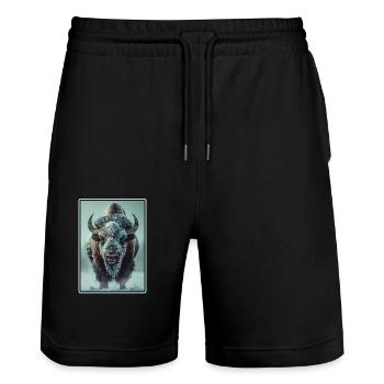 Bisons Bison - Stanley/Stella Unisex Bio Joggingshorts Trainer  - Schwarz - Vorne - Nik (191cm) & Marisol (170cm)