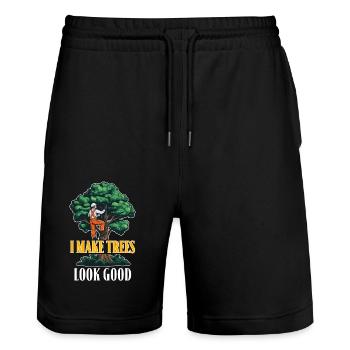 Arborist I Make Trees Look Good Tree Specialist - Stanley/Stella Unisex Bio Joggingshorts Trainer  - Schwarz - Vorne - Nik (191cm) & Marisol (170cm)