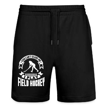 Field Hockey I Play Field Hockey - Stanley/Stella Trainer Unisex Organic Jogging Shorts - black - Front - Nik (191cm) & Marisol (170cm)