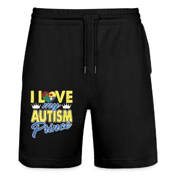 I Love My Autism Prince - Stanley/Stella Trainer Unisex Organic Jogging Shorts - black - Front - Nik (191cm) & Marisol (170cm)