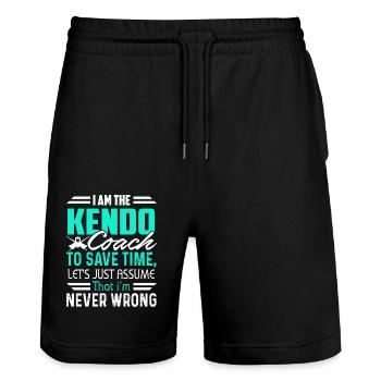 I Am The Kendo Coach - Stanley/Stella Trainer Unisex Organic Jogging Shorts - black - Front - Nik (191cm) & Marisol (170cm)
