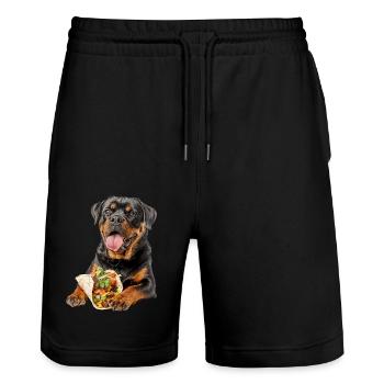 Rottweiler - Short de jogging bio TRAINER Stanley/Stella unisexe - noir - Devant - Nik (191cm) & Marisol (170cm)