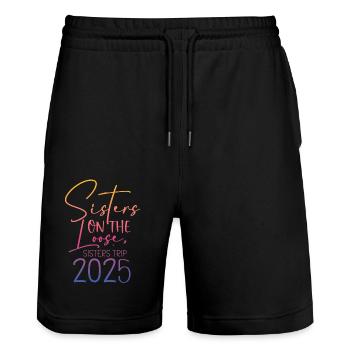 Voyage des sœurs en fuite 2025 - Short de jogging bio TRAINER Stanley/Stella unisexe - noir - Devant - Nik (191cm) & Marisol (170cm)