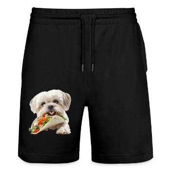 Shih Tzu - Stanley/Stella Unisex Bio Joggingshorts Trainer  - Schwarz - Vorne - Nik (191cm) & Marisol (170cm)