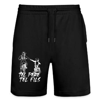 Tel Père Tel Fils Moto Cross Sport Motocycliste - Short de jogging bio TRAINER Stanley/Stella unisexe - noir - Devant - Nik (191cm) & Marisol (170cm)
