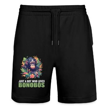 Bonobos Bonobo - Stanley/Stella Trainer Unisex Organic Jogging Shorts - black - Front - Nik (191cm) & Marisol (170cm)