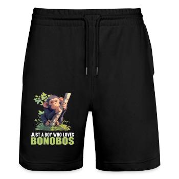 Bonobos Bonobo - Stanley/Stella Trainer Unisex Organic Jogging Shorts - black - Front - Nik (191cm) & Marisol (170cm)