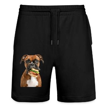 Boxer - Stanley/Stella Trainer Unisex Organic Jogging Shorts - black - Front - Nik (191cm) & Marisol (170cm)