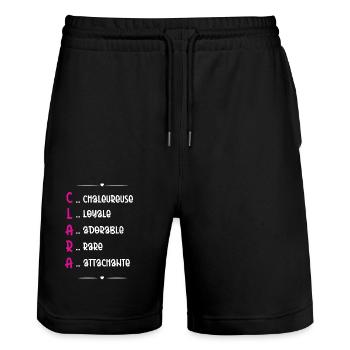 Cadeau Clara - Qualités Personnalisées - Short de jogging bio TRAINER Stanley/Stella unisexe - noir - Devant - Nik (191cm) & Marisol (170cm)
