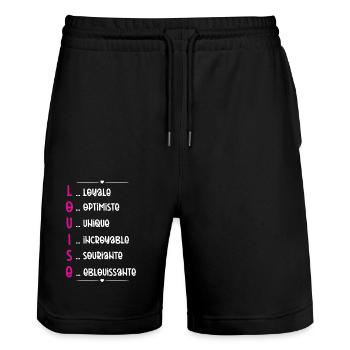Cadeau Louise - Qualités Personnalisées - Short de jogging bio TRAINER Stanley/Stella unisexe - noir - Devant - Nik (191cm) & Marisol (170cm)