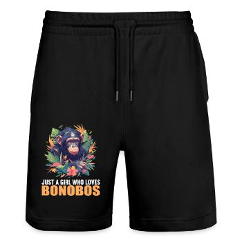Bonobos Bonobo - Stanley/Stella Trainer Unisex Organic Jogging Shorts - black - Front - Nik (191cm) & Marisol (170cm)
