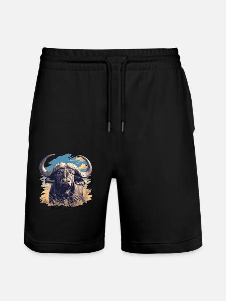 Buffalos Buffalo Büffel - Stanley/Stella Trainer Unisex Organic Jogging Shorts - black