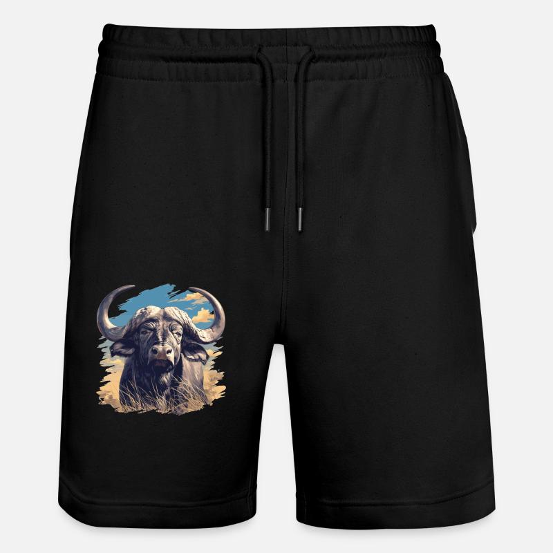Buffalos Buffalo Büffel - Stanley/Stella Trainer Unisex Organic Jogging Shorts - black