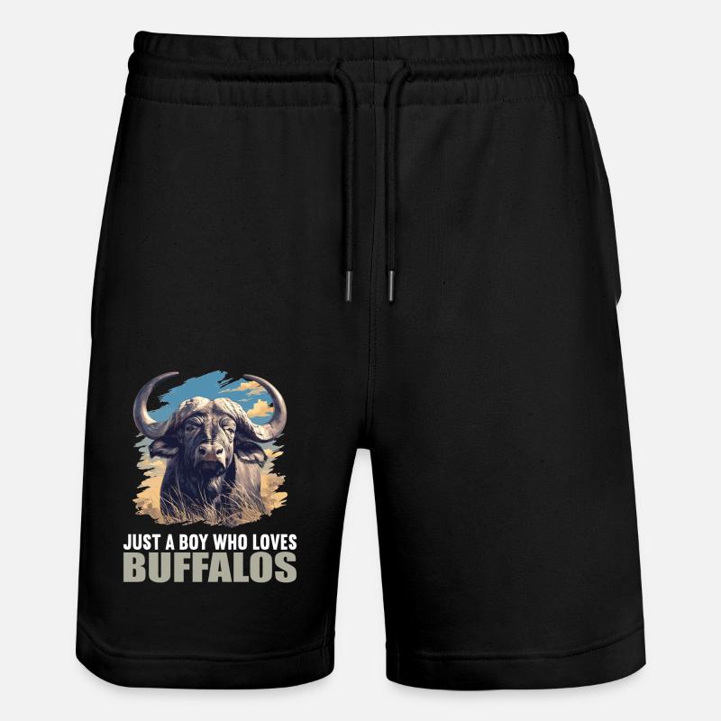 Buffalos Buffalo Büffel - Stanley/Stella Unisex Bio Joggingshorts Trainer  - Schwarz
