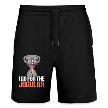 Marathon I Go For The Jogular Running - Short de jogging bio TRAINER Stanley/Stella unisexe - noir - Devant - Nik (191cm) & Marisol (170cm)