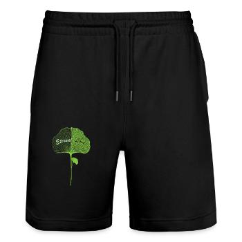 Ginkgo Liebe Ginkgo Love - Stanley/Stella Unisex Bio Joggingshorts Trainer  - Schwarz - Vorne - Nik (191cm) & Marisol (170cm)