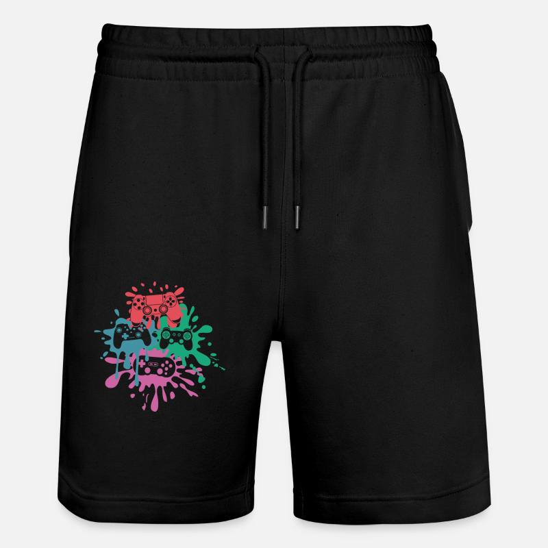 Pixel-Controller – Retro Gaming Design - Stanley/Stella Unisex Bio Joggingshorts Trainer - Schwarz