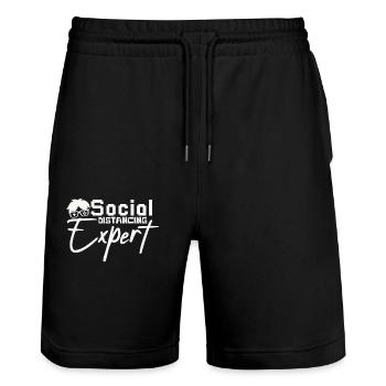 Expert en distanciation sociale – Gamer Humor - Short de jogging bio TRAINER Stanley/Stella unisexe - noir - Devant - Nik (191cm) & Marisol (170cm)