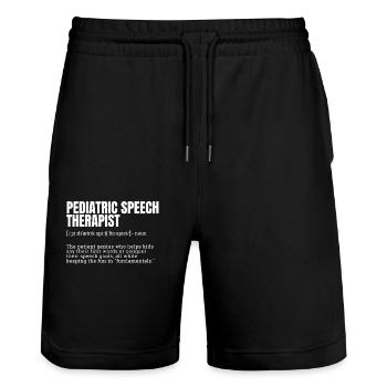 Pediatric Speech Therapist Funny Definition T-Shir - Stanley/Stella Trainer Unisex Organic Jogging Shorts - black - Front - Nik (191cm) & Marisol (170cm)