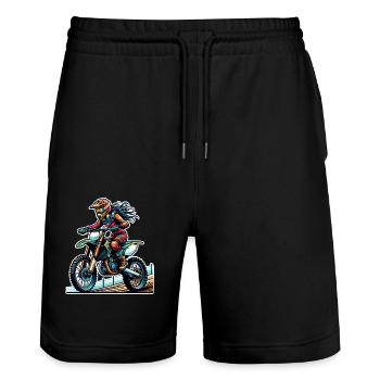 Motocross Femmes Filles Fille - Short de jogging bio TRAINER Stanley/Stella unisexe - noir - Devant - Nik (191cm) & Marisol (170cm)