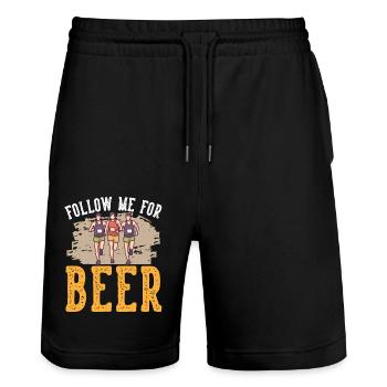 Marathon Follow Me Zum Bier Laufen - Stanley/Stella Unisex Bio Joggingshorts Trainer  - Schwarz - Vorne - Nik (191cm) & Marisol (170cm)