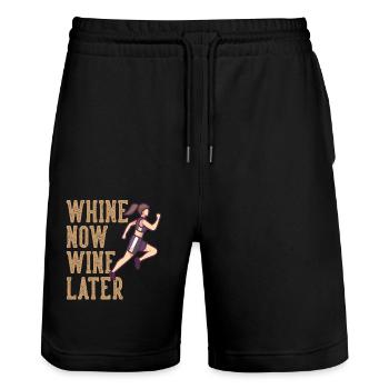 Marathon Whine Now Wine Later Running - Stanley/Stella Trainer Unisex Organic Jogging Shorts - black - Front - Nik (191cm) & Marisol (170cm)