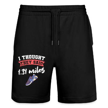 Marathon They Said 1.31 Miles Running - Stanley/Stella Trainer Unisex Organic Jogging Shorts - black - Front - Nik (191cm) & Marisol (170cm)