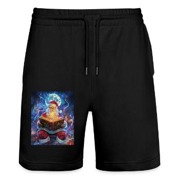 Père Noël Femmes Hommes Enfants Noël - Short de jogging bio TRAINER Stanley/Stella unisexe - noir - Devant - Nik (191cm) & Marisol (170cm)