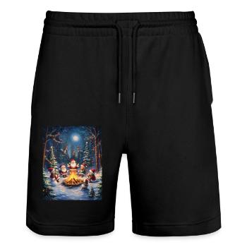 Père Noël Femmes Hommes Enfants Noël - Short de jogging bio TRAINER Stanley/Stella unisexe - noir - Devant - Nik (191cm) & Marisol (170cm)