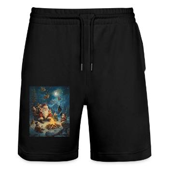 Père Noël Femmes Hommes Enfants Noël - Short de jogging bio TRAINER Stanley/Stella unisexe - noir - Devant - Nik (191cm) & Marisol (170cm)