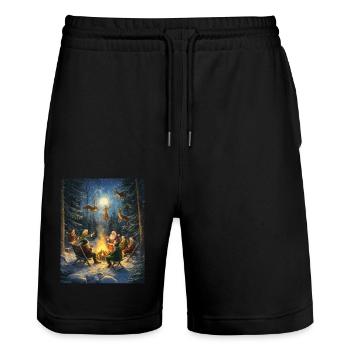 Père Noël Femmes Hommes Enfants Noël - Short de jogging bio TRAINER Stanley/Stella unisexe - noir - Devant - Nik (191cm) & Marisol (170cm)
