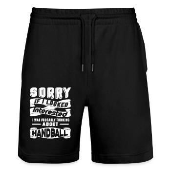 Handball I Was Probably Thinking About Handball - Stanley/Stella Trainer Unisex Organic Jogging Shorts - black - Front - Nik (191cm) & Marisol (170cm)