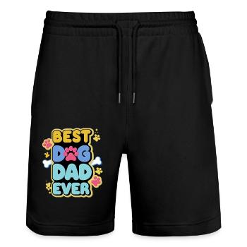 Best Dog Dad - Stanley/Stella Trainer Unisex Organic Jogging Shorts - black - Front - Nik (191cm) & Marisol (170cm)