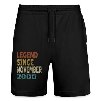 Vintage Legend Since November 2000, 24th birthday - Stanley/Stella Trainer Unisex Organic Jogging Shorts - black - Front - Nik (191cm) & Marisol (170cm)