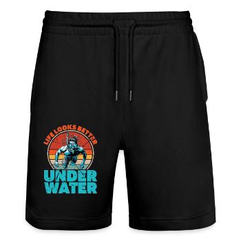 Snorkeling Life Looks Better Swimmer Snorkeler - Stanley/Stella Trainer Unisex Organic Jogging Shorts - black - Front - Nik (191cm) & Marisol (170cm)