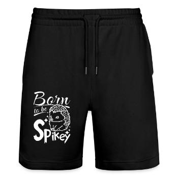 Born to be spikey hedgehog - Stanley/Stella Unisex Bio Joggingshorts Trainer  - Schwarz - Vorne - Nik (191cm) & Marisol (170cm)