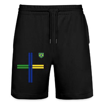 Brasilien Brazil shirt Brasilianer Rio de Janeirao - Stanley/Stella Unisex Bio Joggingshorts Trainer  - Schwarz - Vorne - Nik (191cm) & Marisol (170cm)