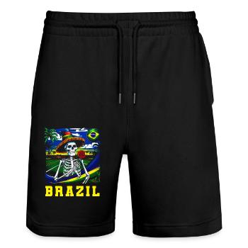 Brésil Brésil Maillot brésilien Rio de Janeiro - Short de jogging bio TRAINER Stanley/Stella unisexe - noir - Devant - Nik (191cm) & Marisol (170cm)