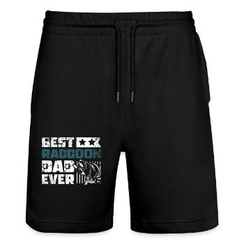 Best raccoon dad ever - Stanley/Stella Unisex Bio Joggingshorts Trainer  - Schwarz - Vorne - Nik (191cm) & Marisol (170cm)