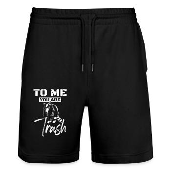 To me you are trash raccoon - Stanley/Stella Unisex Bio Joggingshorts Trainer  - Schwarz - Vorne - Nik (191cm) & Marisol (170cm)