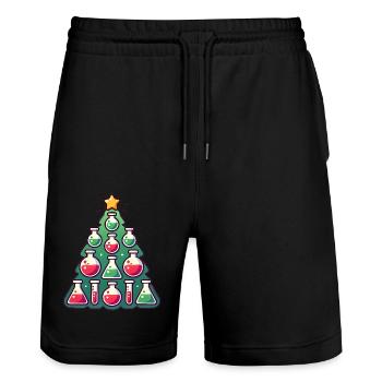 Chemistry Christmas Tree Design - Stanley/Stella Trainer Unisex Organic Jogging Shorts - black - Front - Nik (191cm) & Marisol (170cm)