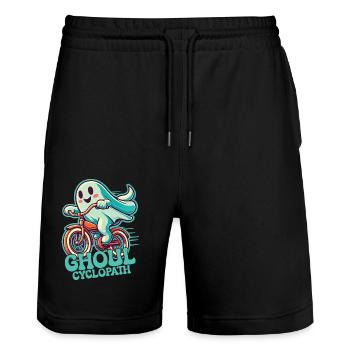 Fun Ghost Bike Adventure - Stanley/Stella Trainer Unisex Organic Jogging Shorts - black - Front - Nik (191cm) & Marisol (170cm)