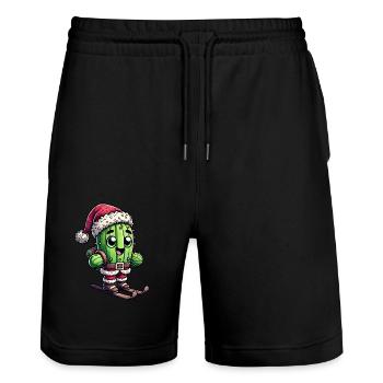 Weihnachten Kaktus Skifahrer Winter Santa Claus - Stanley/Stella Unisex Bio Joggingshorts Trainer  - Schwarz - Vorne - Nik (191cm) & Marisol (170cm)