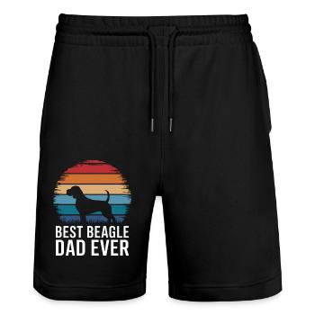 Beagle Dad Dog Father Funny Beagle Gift - Stanley/Stella Trainer Unisex Organic Jogging Shorts - black - Front - Nik (191cm) & Marisol (170cm)