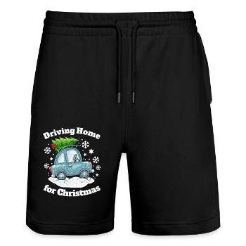 Christmas Family Home Car Christmas Tree - Stanley/Stella Trainer Unisex Organic Jogging Shorts - black - Front - Nik (191cm) & Marisol (170cm)